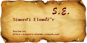 Simonfi Elemér névjegykártya